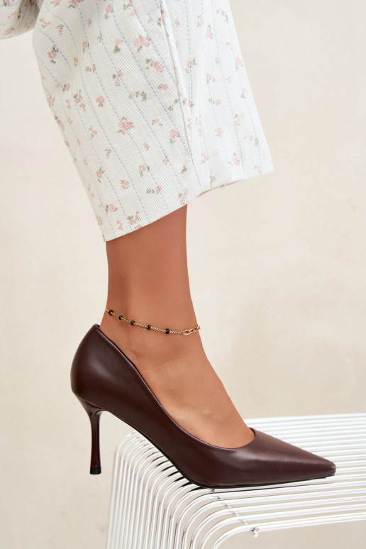 Klassische High Heels aus Kunstleder, schokoladenfarben Nesha