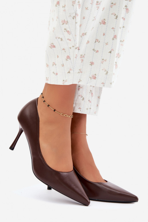 Klassische High Heels aus Kunstleder, schokoladenfarben Nesha