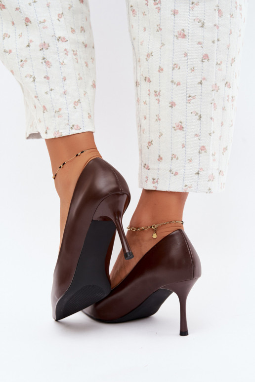 Klassische High Heels aus Kunstleder, schokoladenfarben Nesha