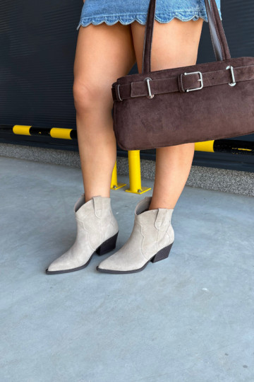Slip-On Cowboy-Stil Stiefeletten aus Kunstveloursleder in Elfenbeinfarbe Beretta 2