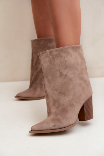 Damenstiefel Ze Szpiczastym Noskiem Khaki-Farbe Hileta 2