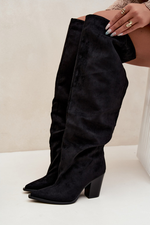 Schwarze Damen-Knöchelhohe Stiefel mit Absätzen Anica