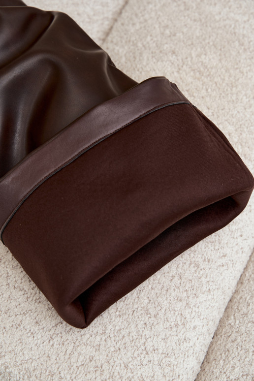 Damen lange Stiefel mit Absatz im Slipper-Stil aus schokoladenfarbenem Kunstleder Anica