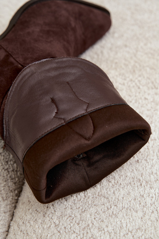 Cowboy-Stiefel kniehoch mit Absatz in schokoladenfarbener Farbe Hartley