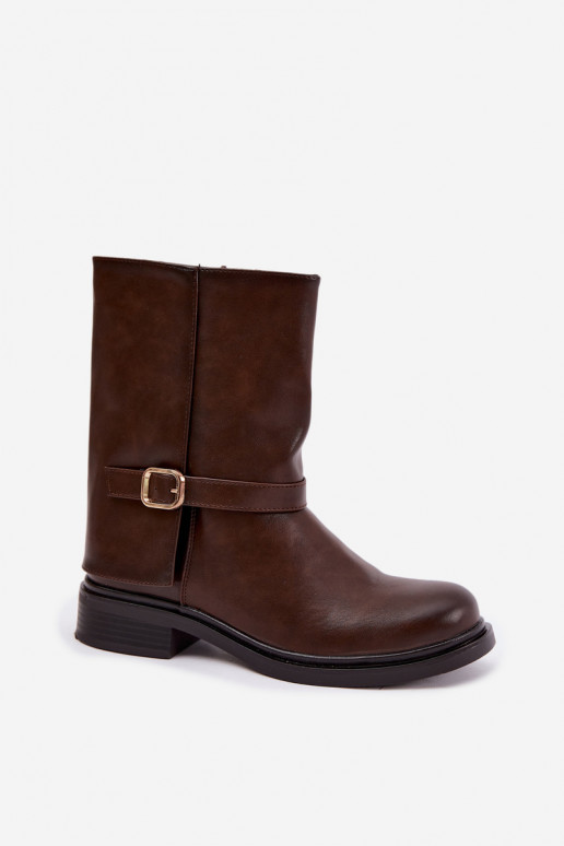 Isolierte Damen Stiefeletten mit Schnallen in Schokoladenfarbe Corley