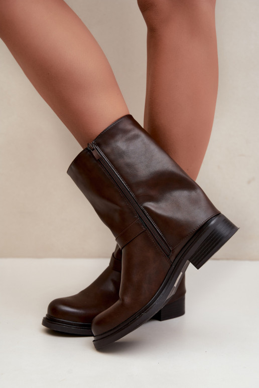 Isolierte Damen Stiefeletten mit Schnallen in Schokoladenfarbe Corley