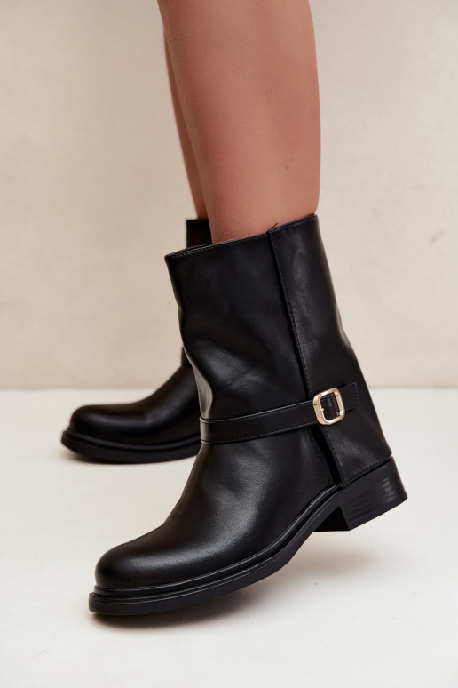 Isolierte Damen Stiefeletten mit Schnallen in schwarzer Farbe Corley