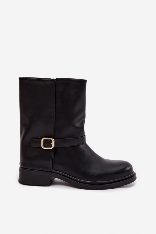 Isolierte Damen Stiefeletten mit Schnallen in schwarzer Farbe Corley