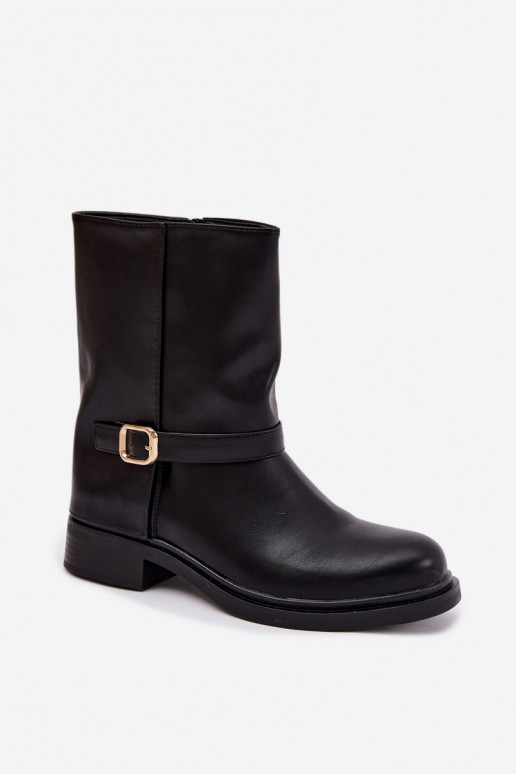 Isolierte Damen Stiefeletten mit Schnallen in schwarzer Farbe Corley