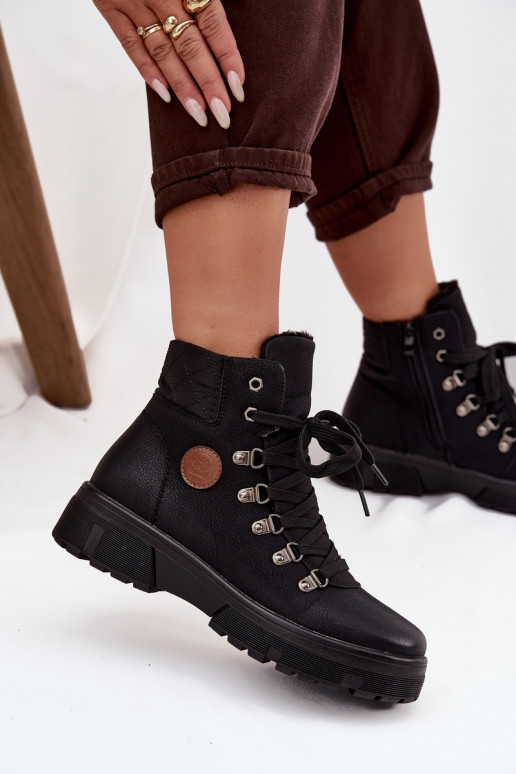 schwarze isolierte Damenstiefel mit Plattform Zaraine