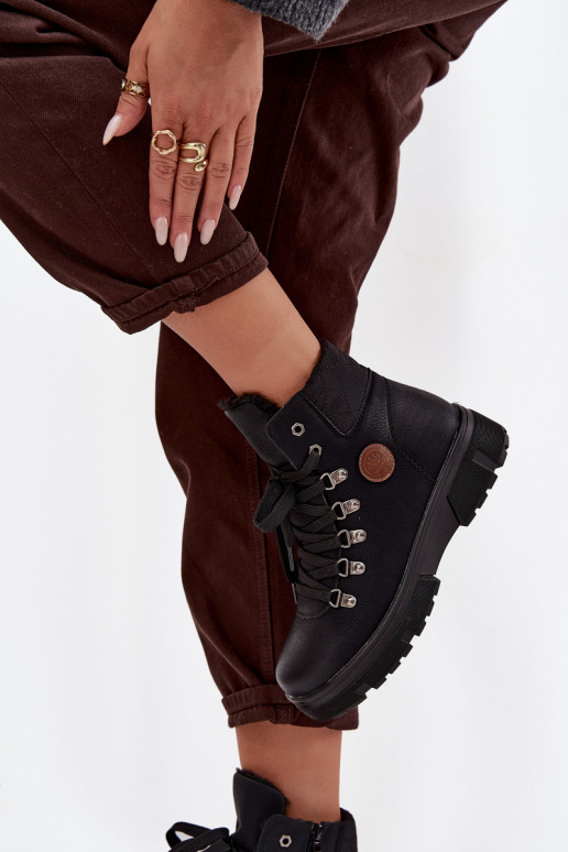schwarze isolierte Damenstiefel mit Plattform Zaraine