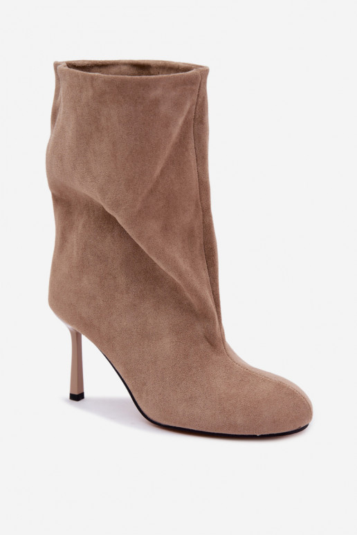 Sandfarbene Stiefeletten mit schmalen Absätzen Slouchy Penrose