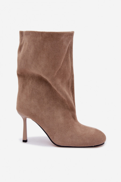 Sandfarbene Stiefeletten mit schmalen Absätzen Slouchy Penrose