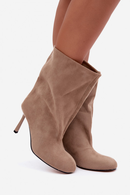 Sandfarbene Stiefeletten mit schmalen Absätzen Slouchy Penrose