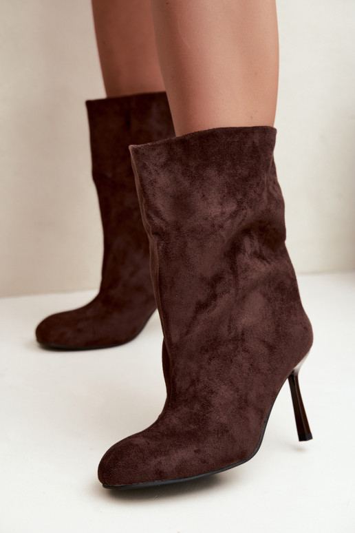 Schokoladenfarbene Stiefeletten mit schmalen Absätzen Slouchy Penrose