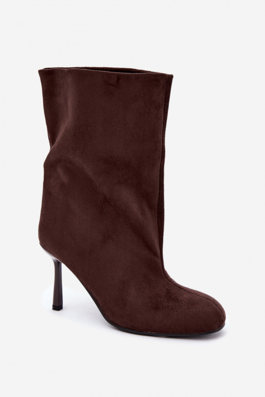 Schokoladenfarbene Stiefeletten mit schmalen Absätzen Slouchy Penrose