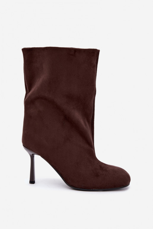 Schokoladenfarbene Stiefeletten mit schmalen Absätzen Slouchy Penrose