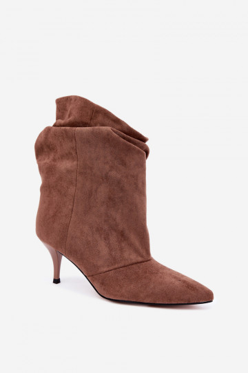 Braune Slipper-Stiefeletten mit schmalen Absätzen Slouchy Yesenia 2