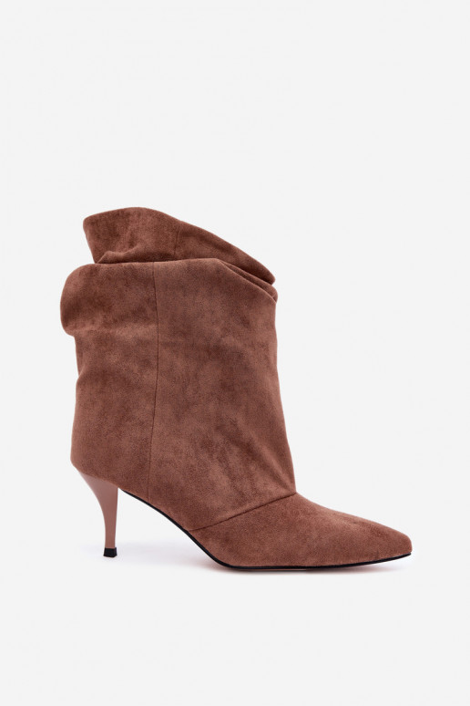 Braune Slipper-Stiefeletten mit schmalen Absätzen Slouchy Yesenia