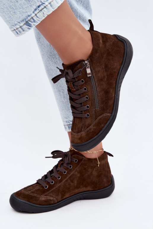 Damen Schuhe aus schokoladenfarbenem Kunstveloursleder Brindle