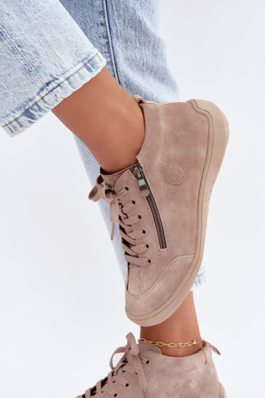 Damen Schuhe aus sandfarbenem Kunstveloursleder Brindle