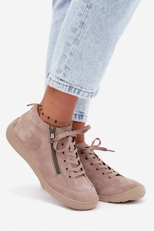 Damen Schuhe aus sandfarbenem Kunstveloursleder Brindle