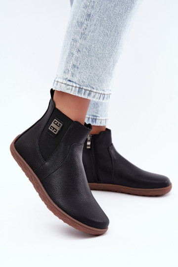Schwarze Lederschuhe Barefoot Altie