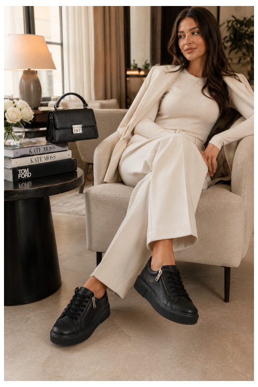 Damen-Sneaker mit Plattform aus schwarzem Kunstleder Corisa