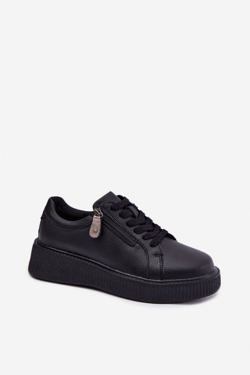 Damen-Sneaker mit Plattform aus schwarzem Kunstleder Corisa