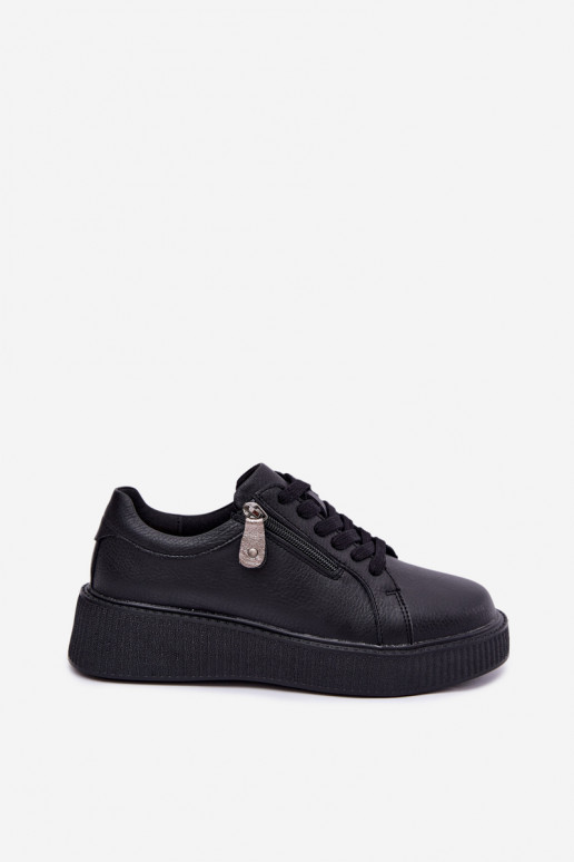 Damen-Sneaker mit Plattform aus schwarzem Kunstleder Corisa