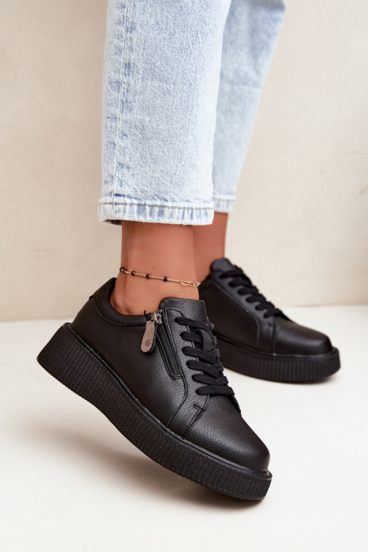Damen-Sneaker mit Plattform aus schwarzem Kunstleder Corisa