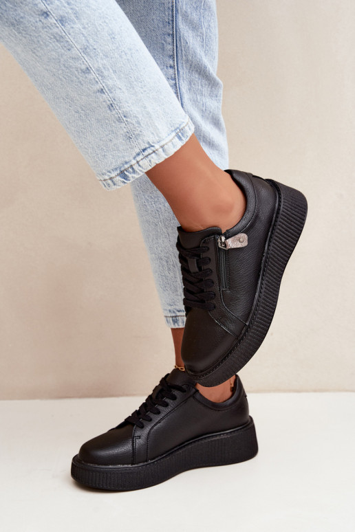 Damen-Sneaker mit Plattform aus schwarzem Kunstleder Corisa