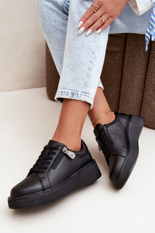 Damen-Sneaker mit Plattform aus schwarzem Kunstleder Corisa