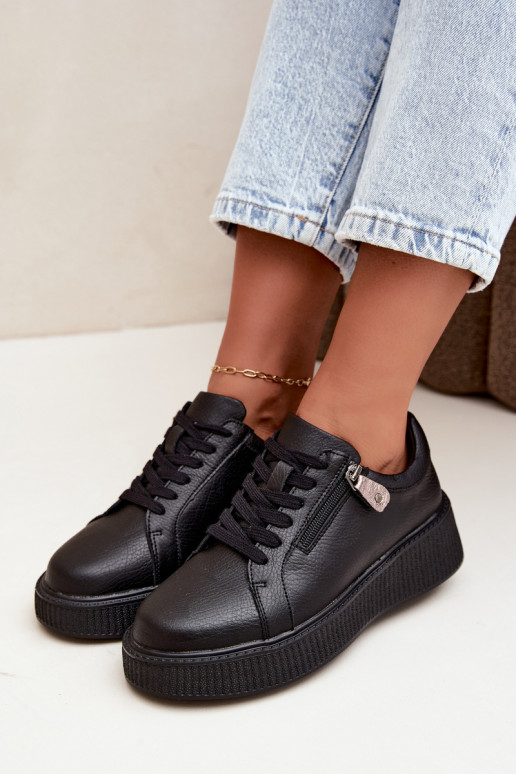 Damen-Sneaker mit Plattform aus schwarzem Kunstleder Corisa