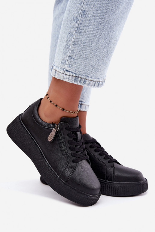 Damen-Sneaker mit Plattform aus schwarzem Kunstleder Corisa