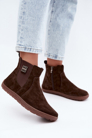 Schokoladenfarbene Wildlederschuhe Barefoot Altie