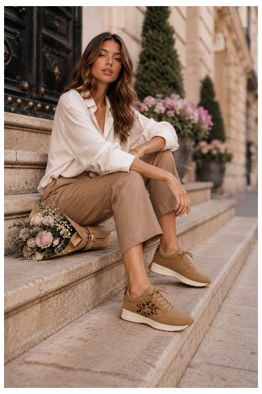 Damen-Sneaker LOTTO 2401931U CALENTO in Braun mit Leopardenmuster