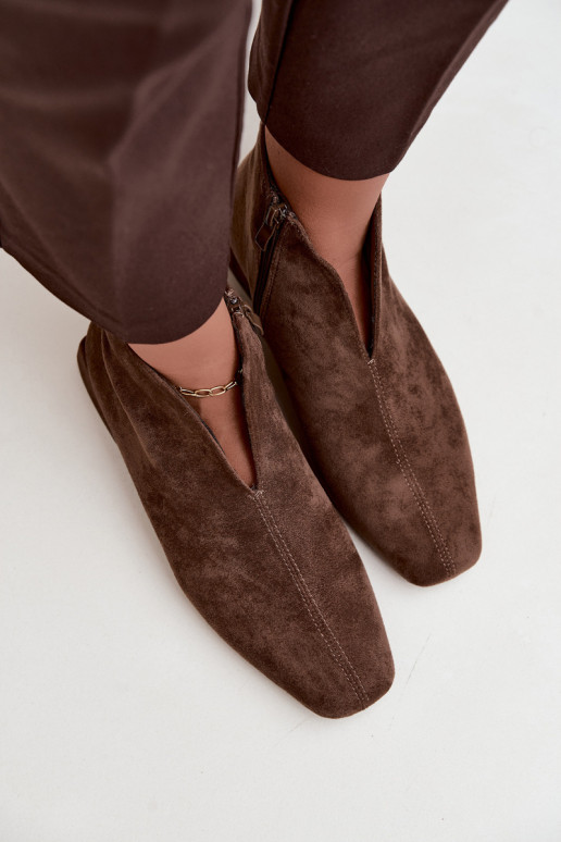 Khaki niedrige Stiefeletten Cut Out mit breiten Absätzen Canella