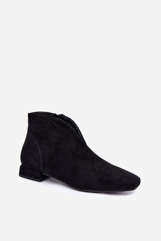 Schwarze niedrige Stiefeletten Cut Out mit breiten Absätzen Canella