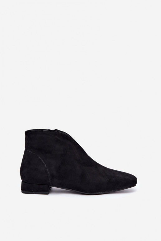 Schwarze niedrige Stiefeletten Cut Out mit breiten Absätzen Canella