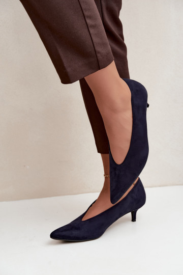 Dunkelblaue Wildlederschuhe mit Kitten Heel Nuretta
