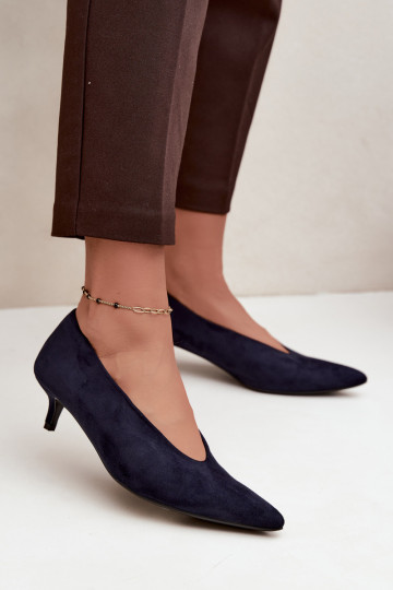 Dunkelblaue Wildlederschuhe mit Kitten Heel Nuretta 2