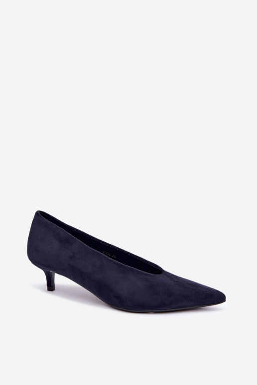 Dunkelblaue Wildlederschuhe mit Kitten Heel Nuretta
