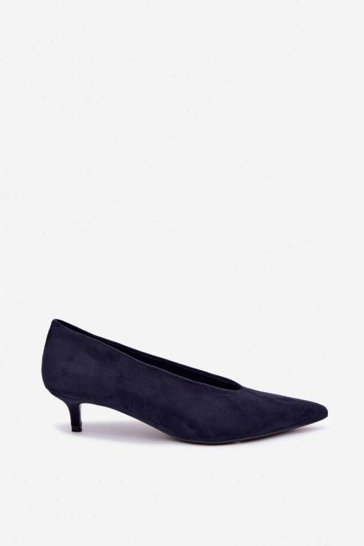 Dunkelblaue Wildlederschuhe mit Kitten Heel Nuretta