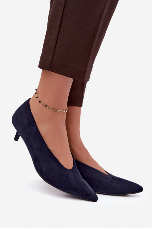 Dunkelblaue Wildlederschuhe mit Kitten Heel Nuretta