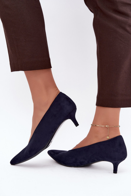 Dunkelblaue Wildlederschuhe mit Kitten Heel Nuretta