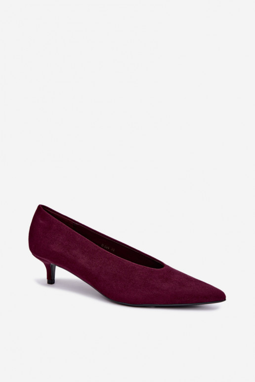 Bordeauxfarbene Wildlederschuhe mit Kitten Heel Nuretta