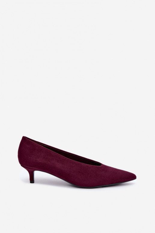 Bordeauxfarbene Wildlederschuhe mit Kitten Heel Nuretta
