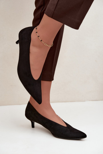 Schwarze Wildlederschuhe mit Kitten Heel Nuretta