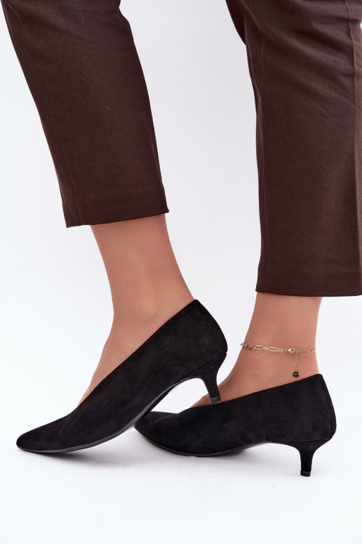 Schwarze Wildlederschuhe mit Kitten Heel Nuretta